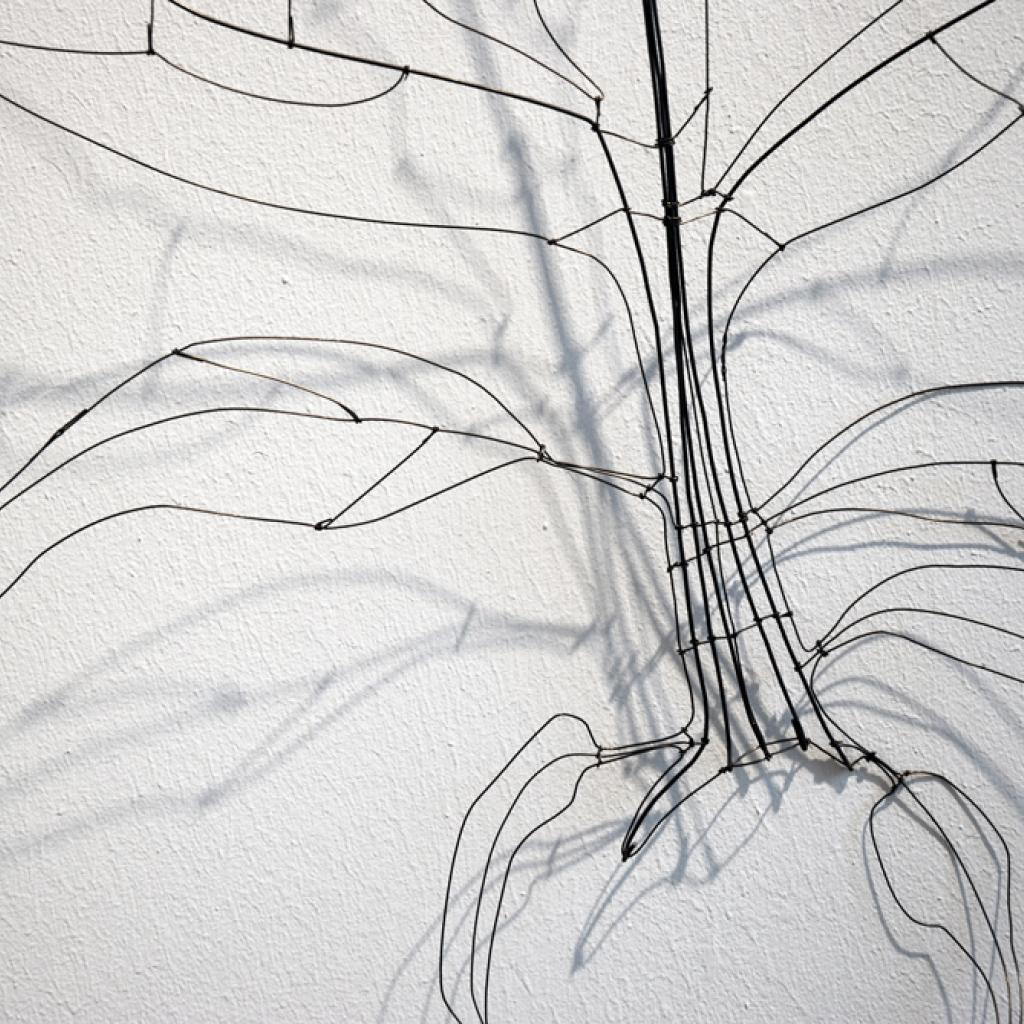 "Artemisia" (Detail). Drahtobjekt. Eisendraht. 123 x 120 cm, 2019